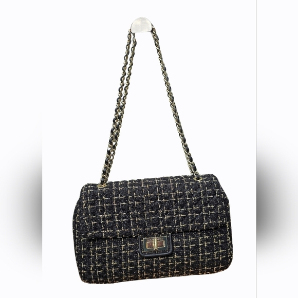 Karl Lagerfeld Handbags - Karl Lagerfeld Tweed & Leather Bag w/ Adjustable Chain Strap NWT